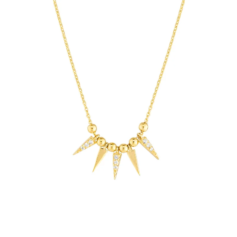 Ladies necklaces plated gold-MEME MINI SPIKE NECKLACE