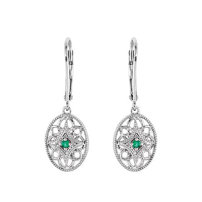 Ladies earrings youthful looks-Vintage Style Emerald Earrings in Sterling Silver