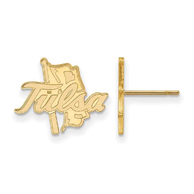 Ladies earrings world brands-14k Gold Plated Silver The University of Tulsa Post Earrings