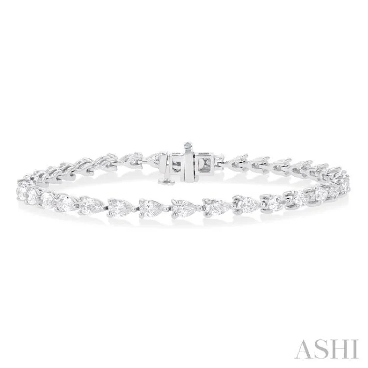 Ladies bracelets timeless classics-4 ctw East West Pear Cut Diamond Fashion Tennis Bracelet in 14K White Gold