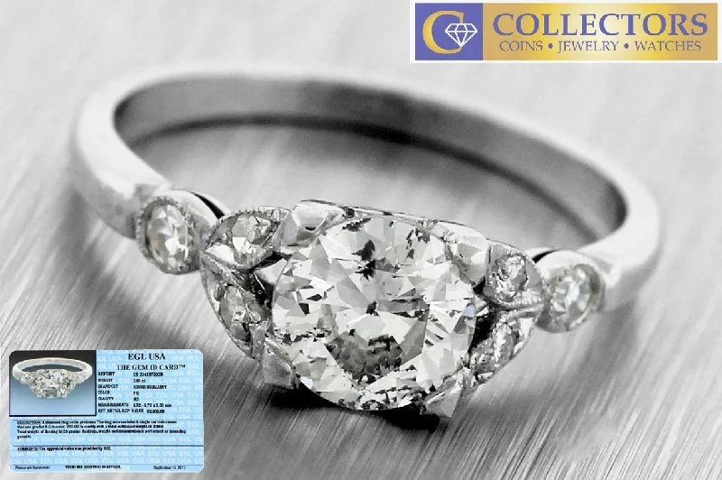 Ladies engagement rings budget picks-Ladies Vintage Estate Platinum 0.74ctw Diamond Engagement Ring EGL USA