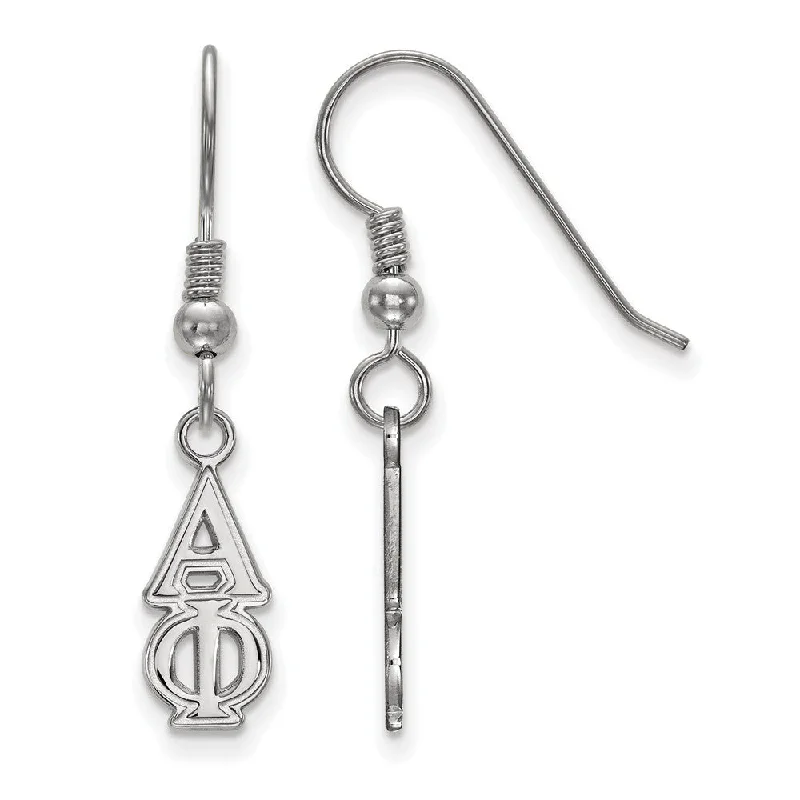 Ladies earrings trending styles-Sterling Silver Small Alpha Phi Dangle Earrings