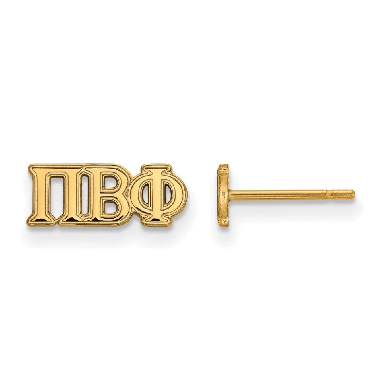 Ladies earrings steel choices-14K Plated Silver Pi Beta Phi XS Greek Letters Post Earrings