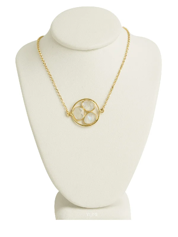 Ladies necklaces partner surprises-Moonstone Cluster Necklace