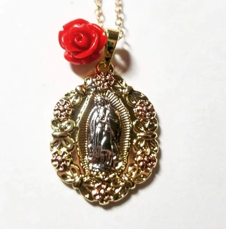 Ladies necklaces artisan crafts-Virgen de Guadalupe Charm Necklace