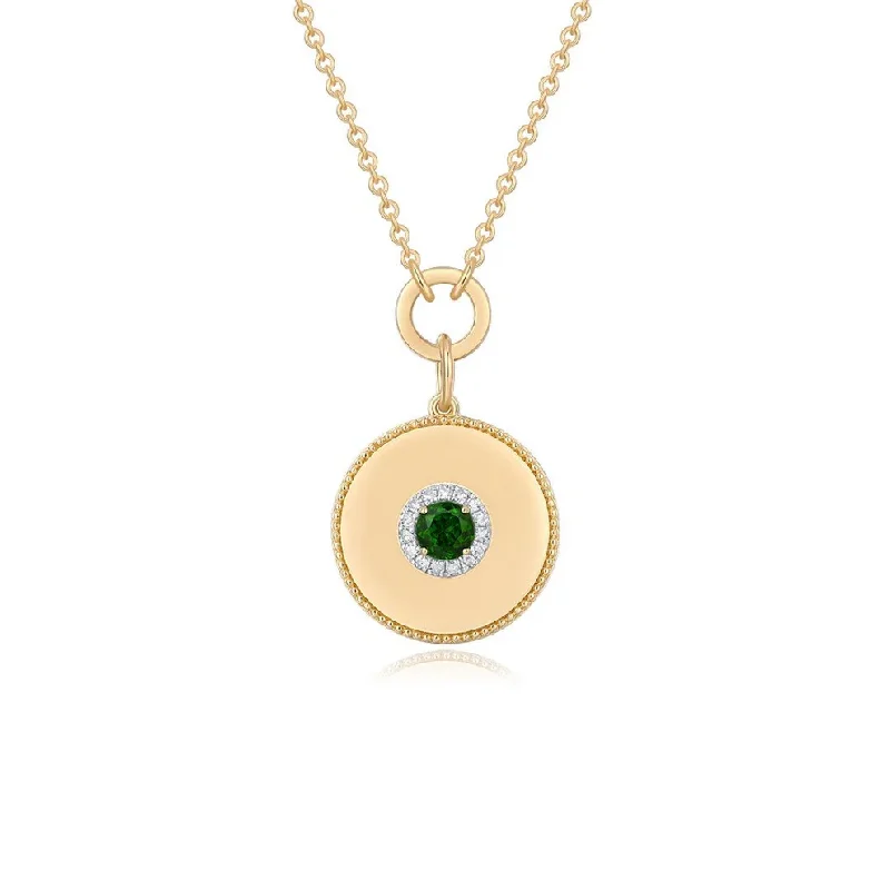 Ladies necklaces retro vibes-BROOKLYN PERIDOT STONE DISC NECKLACE