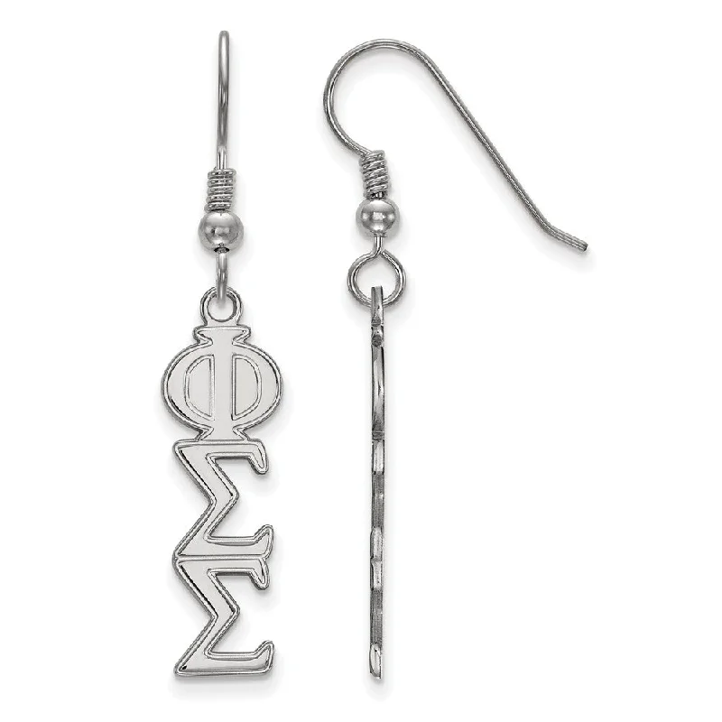 Ladies earrings trending styles-Sterling Silver Phi Sigma Sigma Dangle Medium Earrings