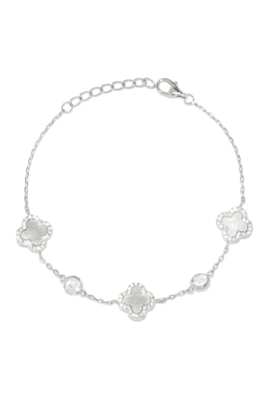 Ladies bracelets pure silver-Golden Paradise Sterling Silver Clover Bracelet - Silver