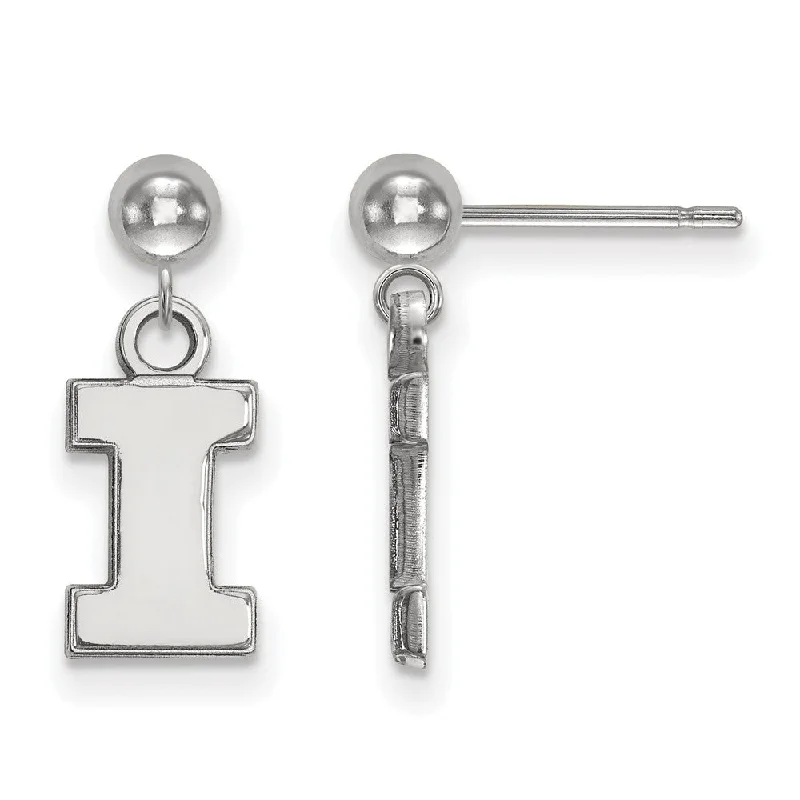 Ladies earrings age styles-Sterling Silver University of Illinois Ball Dangle Earrings