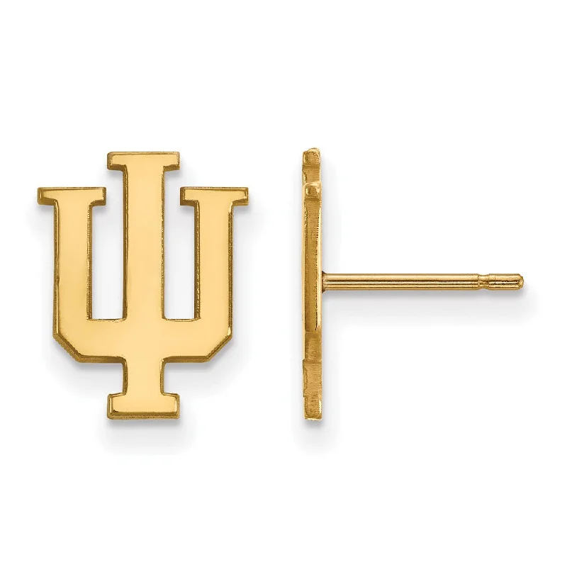 Ladies earrings big hoops-14k Gold Plated Silver Indiana University SM Post Earrings