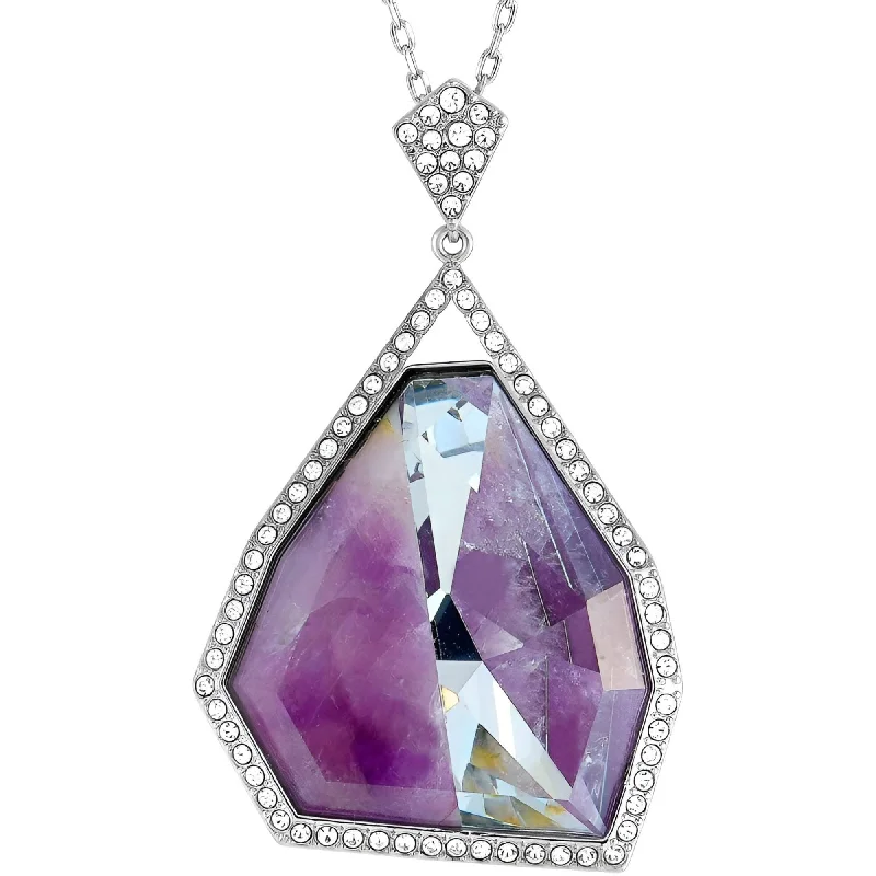 Ladies necklaces enduring classics-Swarovski Women's Necklace - Purple Amethyst Gemstone and Crystals Pendant | 5092185