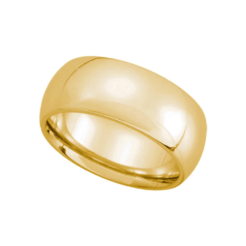 Ladies rings latest styles-8mm Domed Comfort Fit Wedding Band in 10k Yellow Gold