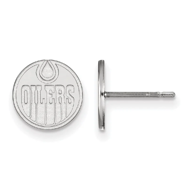 Ladies earrings dangling looks-Sterling Silver NHL Edmonton Oilers XS Post Earrings