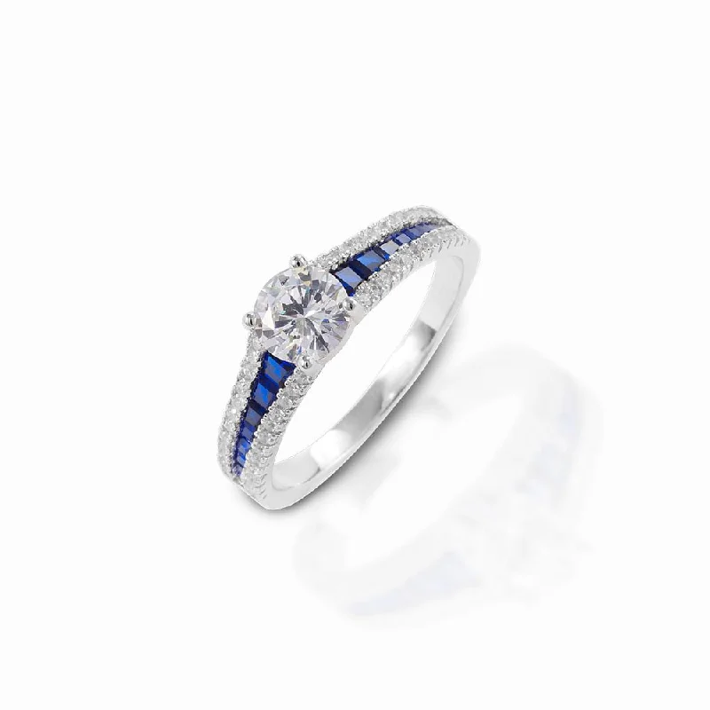 Ladies engagement rings gothic styles-Kelly Herd Blue Spinel Engagement Ring - Sterling Silver