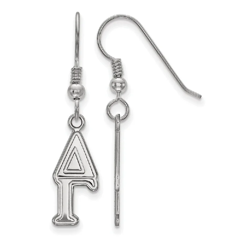 Ladies earrings everyday wear-Sterling Silver Delta Gamma Dangle Small Earrings