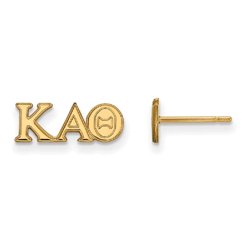 Ladies earrings rose gold-14K Plated Silver Kappa Alpha Theta XS Greek Letters Post Earrings