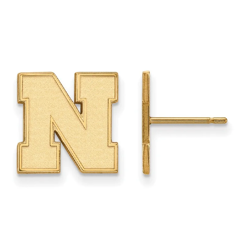 Ladies earrings purchase tips-14k Gold Plated Silver University of Nebraska Small Post Earrings