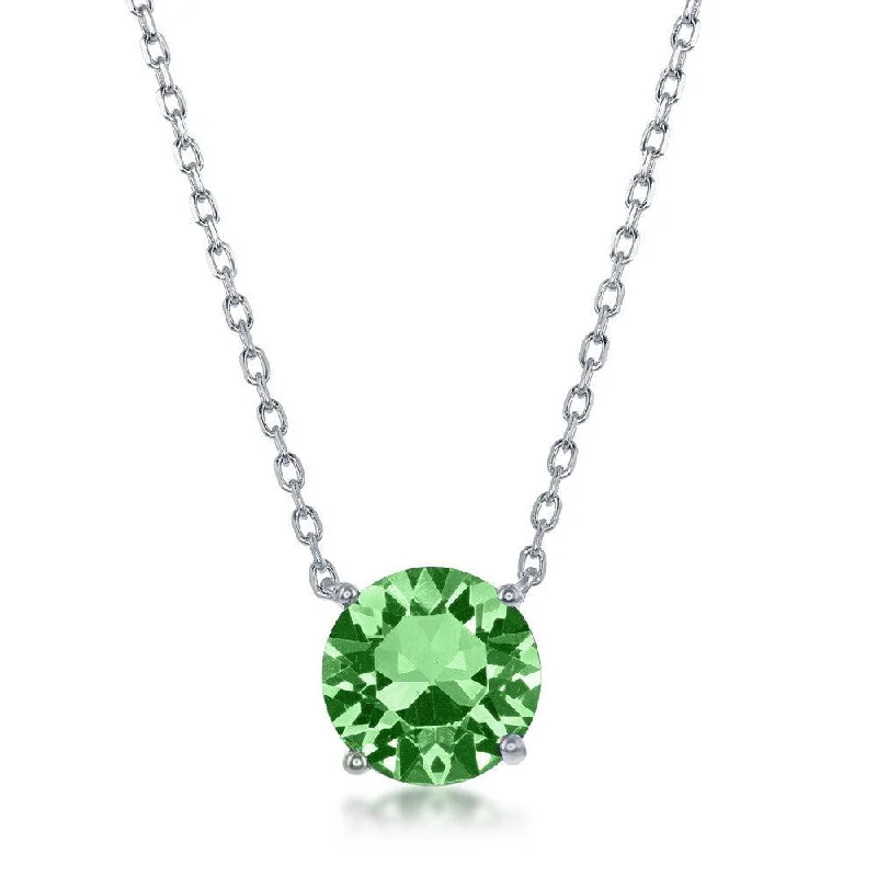 Ladies necklaces hot picks-Sterling Silver 8mm Peridot "August" Swarovski Element Necklace