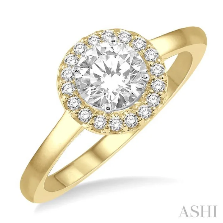 Ladies engagement rings bespoke options-1/10 Ctw Round Cut Diamond Semi-Mount Engagement Ring in 14K Yellow and White Gold