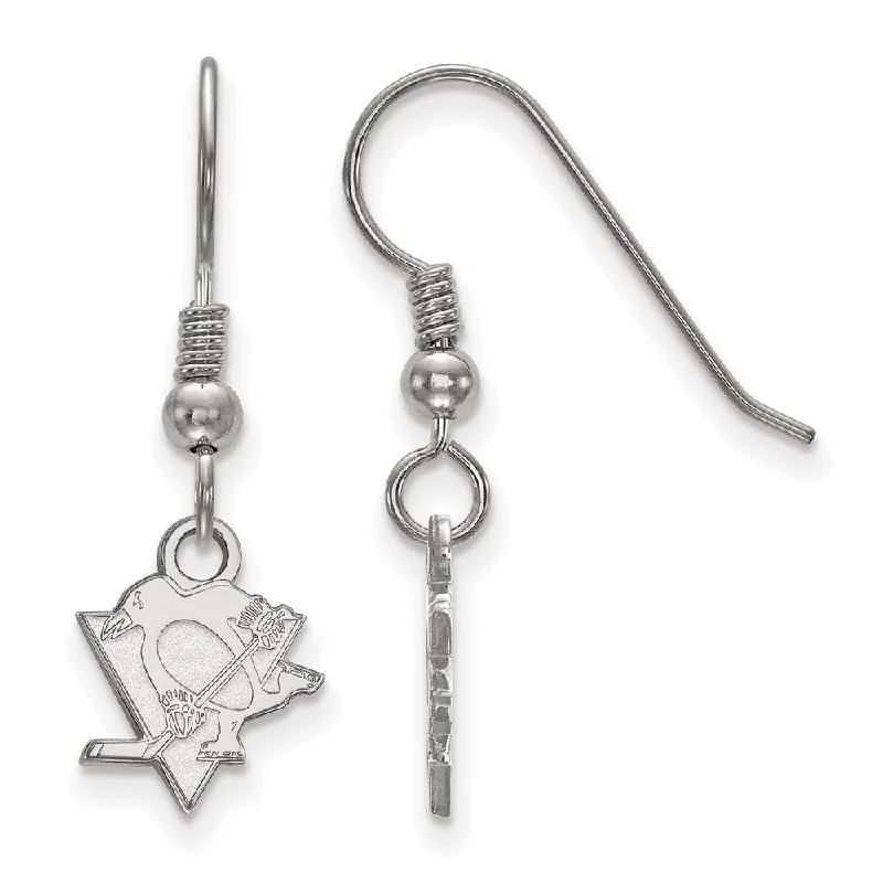 Ladies earrings group styles-Sterling Silver NHL Pittsburgh Penguins XS Dangle Earrings