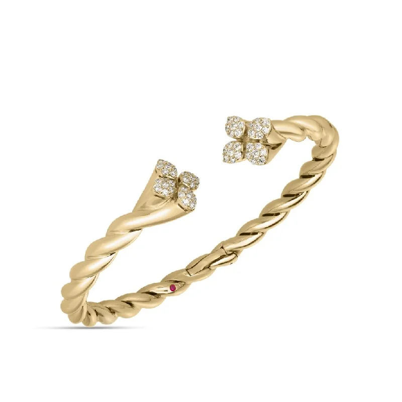 Ladies bracelets event glamour-18Kt. Yellow Gold Pave Diamond Love In Verona Twist Bangle Bracelet