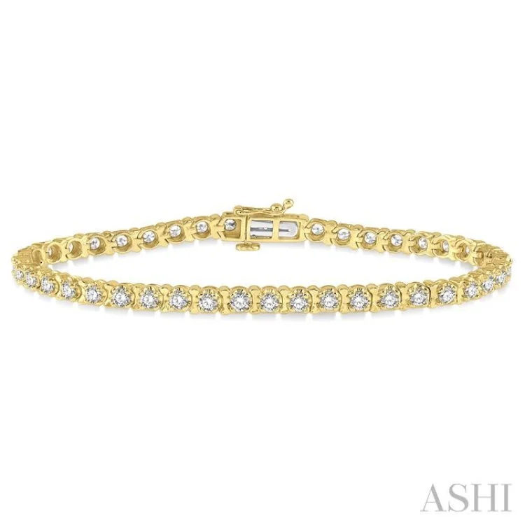 Ladies bracelets sibling sets-3 ctw Round Cut Diamond Tulip Bracelet in 14K Yellow Gold