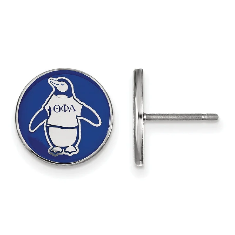 Ladies earrings promo offers-Sterling Silver & Enamel Theta Phi Alpha Penguin Post Earrings