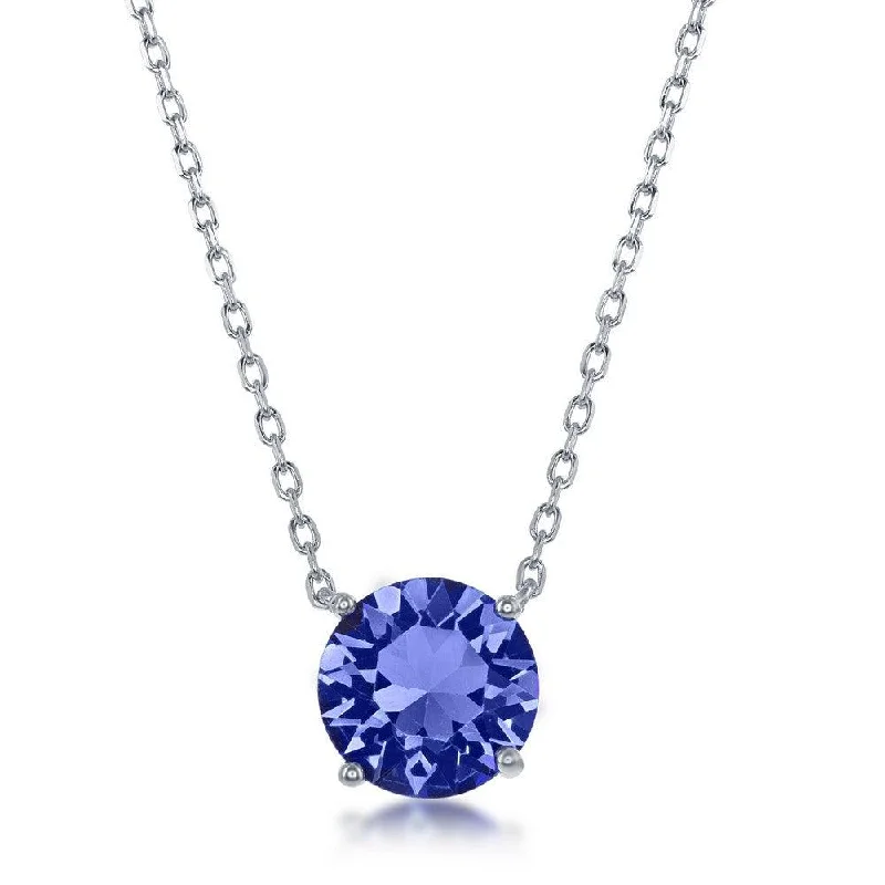 Ladies necklaces dark charm-Sterling Silver Sapphire "September" Swarovski Element Necklace