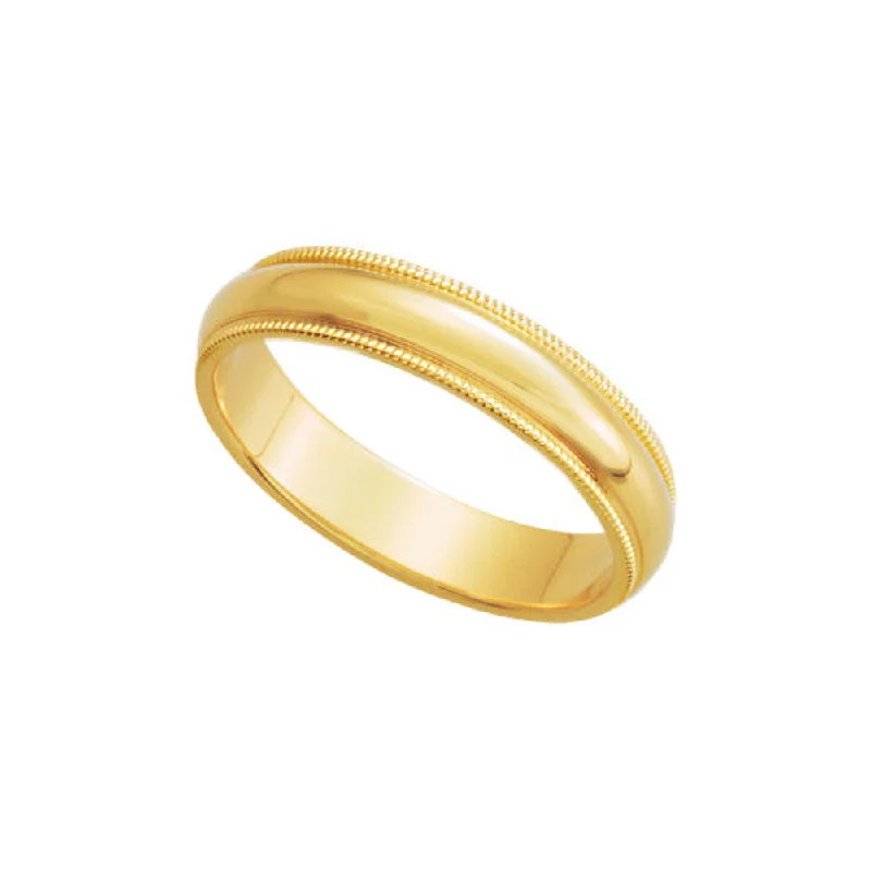 Ladies rings Valentine’s Day-4mm Milgrain Edge Domed Band in 14k Yellow Gold