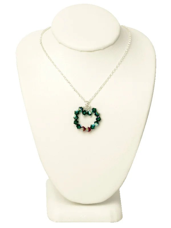 Ladies necklaces global appeal-Holiday Wreath Crystal Necklace