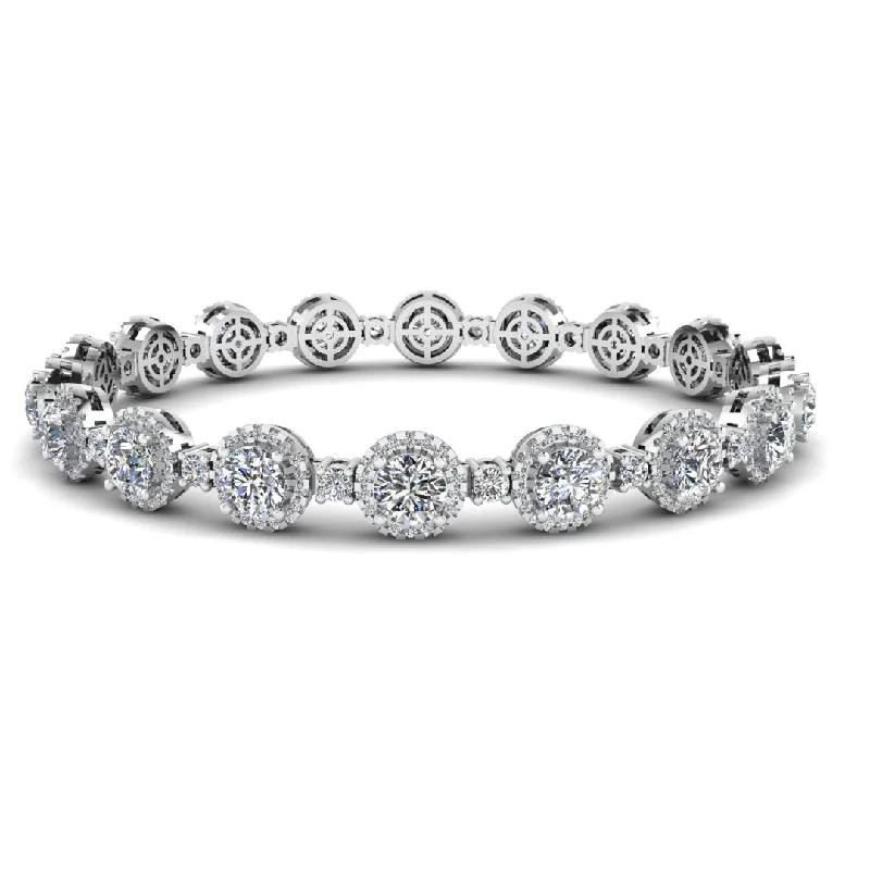 Ladies bracelets bridal must-haves-Round Brilliant Shape Halo 8.5 Carat Diamond Bracelet BRHARB