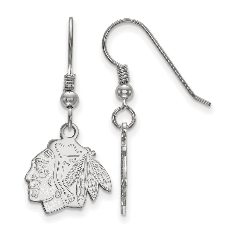 Ladies earrings shop finds-Sterling Silver NHL Chicago Blackhawks Small Dangle Earrings