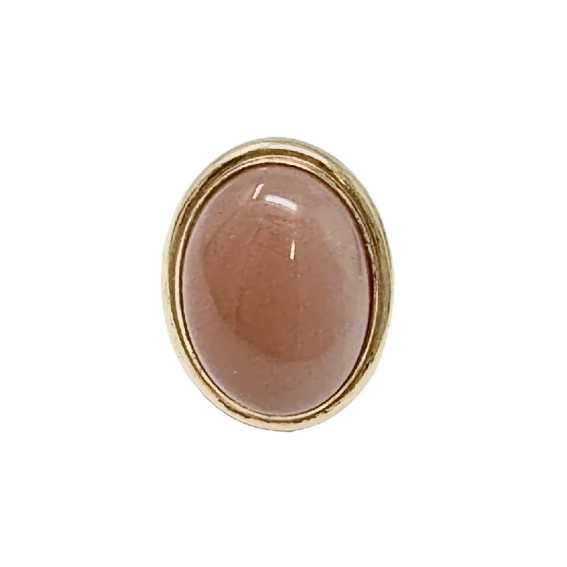 Ladies rings pinky styles-Sterling Silver and 14K Gold Cocktail Ring  with Brown Cabochon