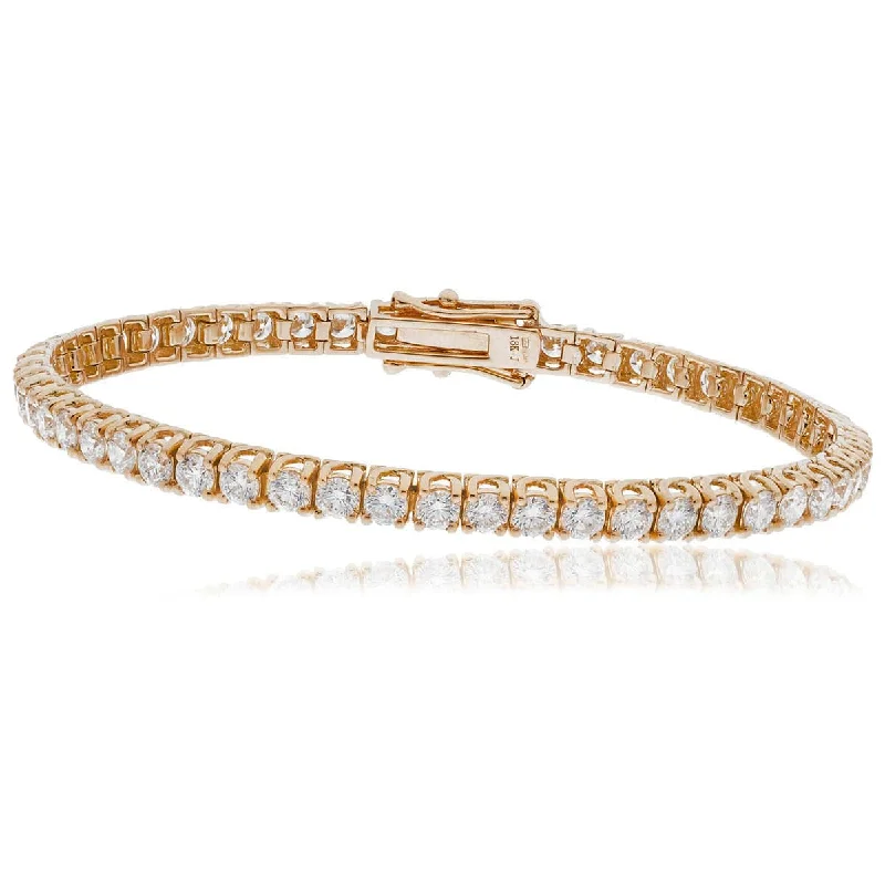 Ladies bracelets opulent looks-Round Cut Diamond Line Tennis Bracelet 4 Crossover Claw setting