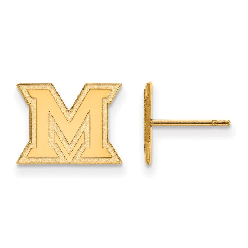 Ladies earrings online trends-10k Yellow Gold Miami University XS (Tiny) 'M' Post Earrings