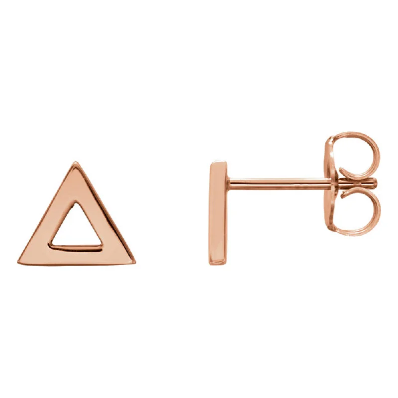 Ladies earrings hot picks-7mm (1/4 Inch) Polished 14k Rose Gold Tiny Triangle Post Earrings