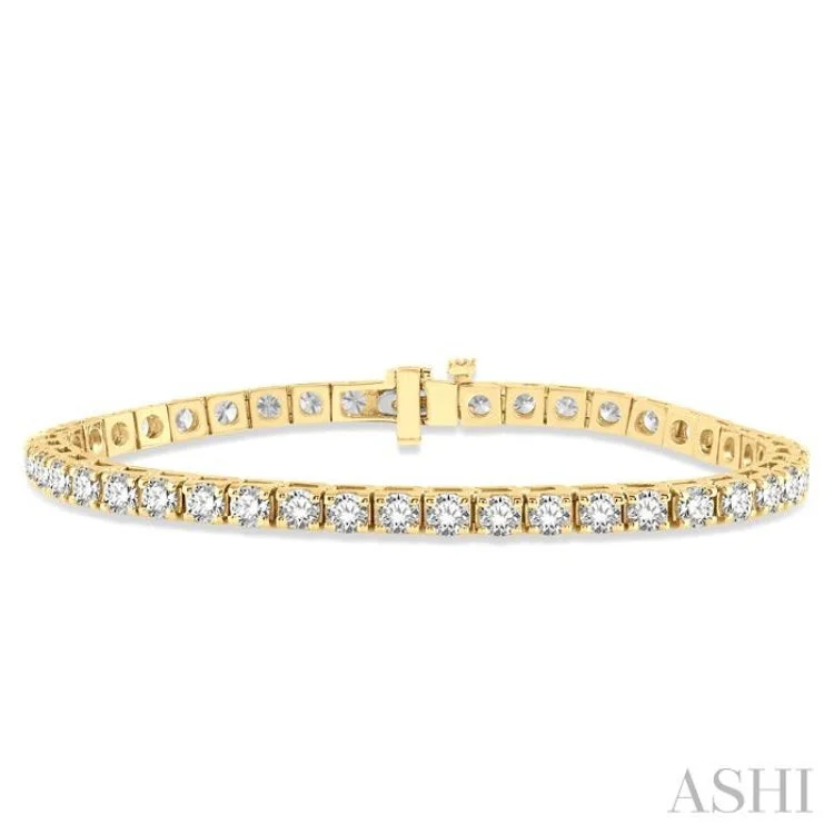 Ladies bracelets global styles-7 Ctw Square Shape Round Cut Diamond Tennis Bracelet in 14K Yellow Gold