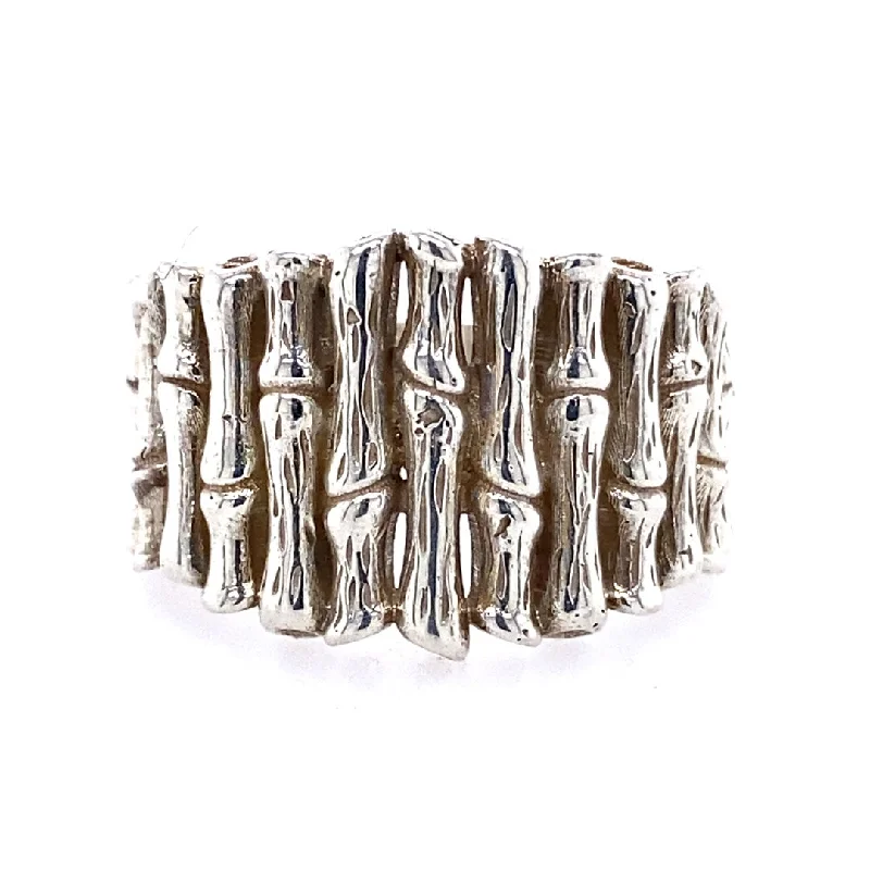 Ladies rings limited editions-Bamboo Style Ring in SIlver by B&C