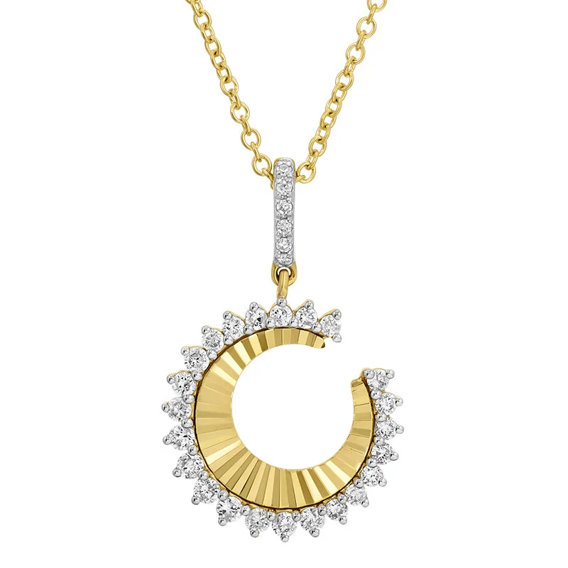 Ladies necklaces world brands-KOBY CRESCENT MOON FLUTED DISC NECKLACE