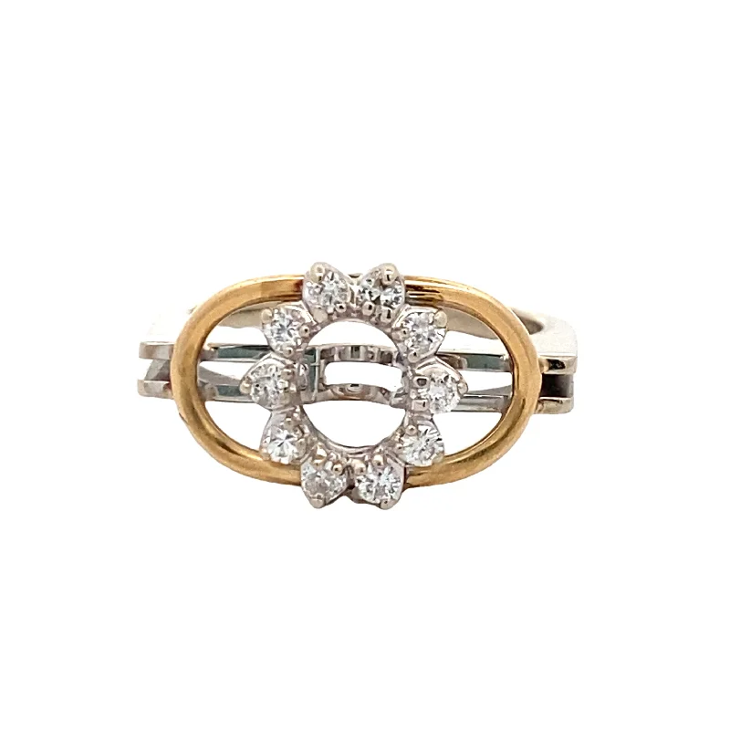 Ladies rings luxury brands-Estate Diamond Geometrical Style Ring in Yellow Gold