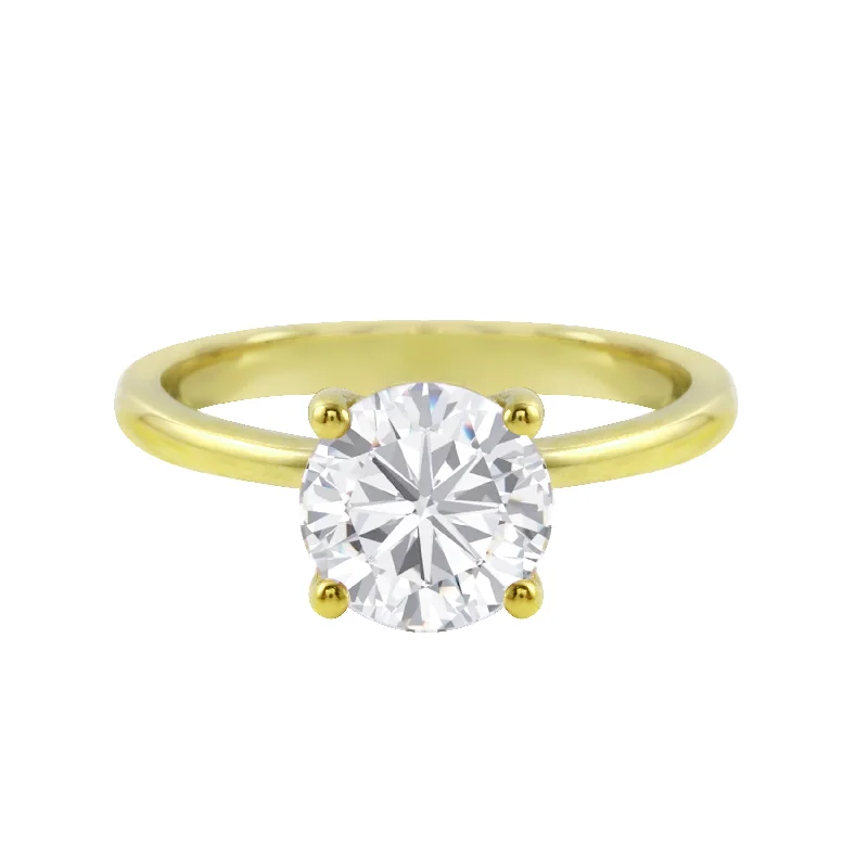 Ladies engagement rings global appeal-Round Brilliant-Cut Diamond Solitaire Tulip Basket Engagement Ring