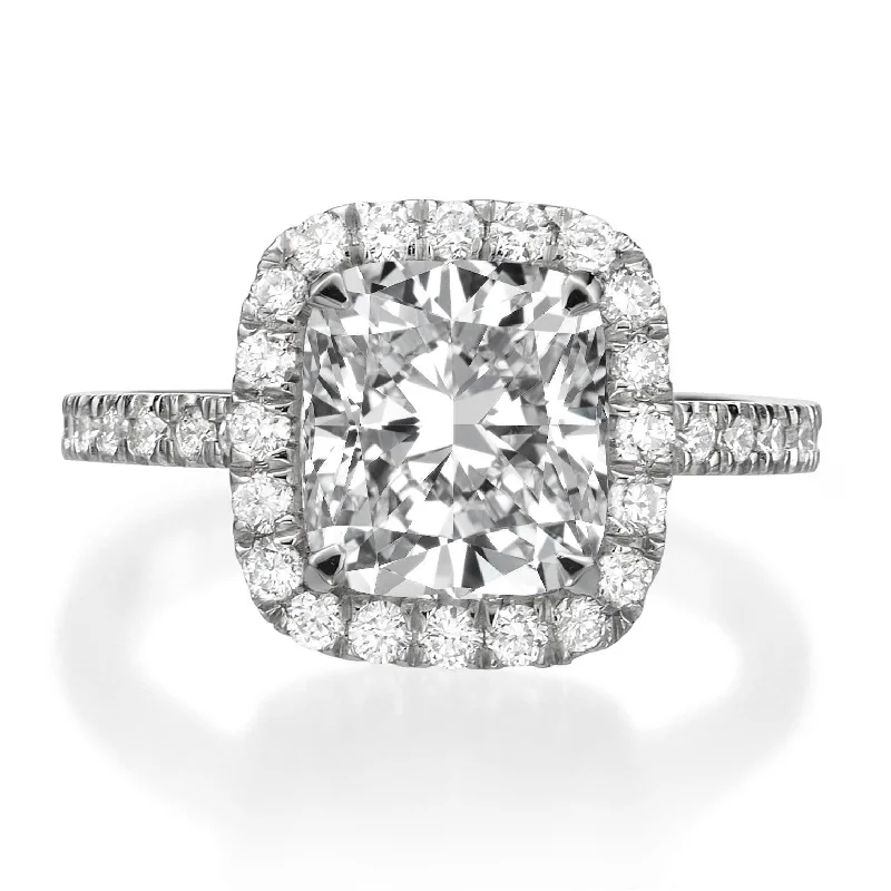 Ladies engagement rings twisted bands-3.76 ct Cushion Cut Diamond Engagement Ring