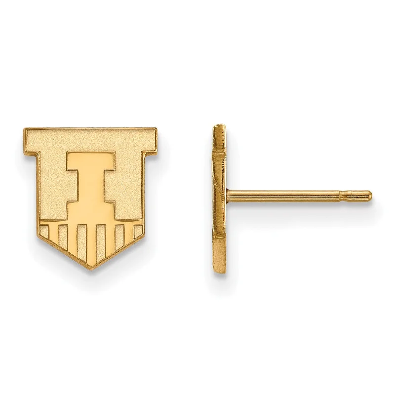 Ladies earrings real gems-10k Yellow Gold University of Illinois XS (Tiny) Post Earrings