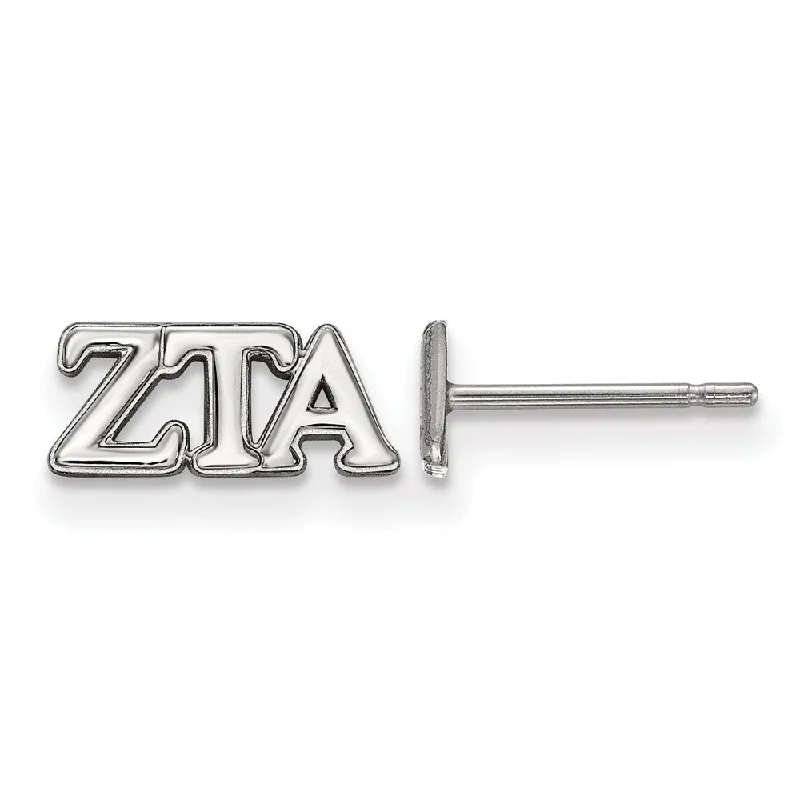 Ladies earrings star designs-Sterling Silver Zeta Tau Alpha XS Greek Letters Post Earrings