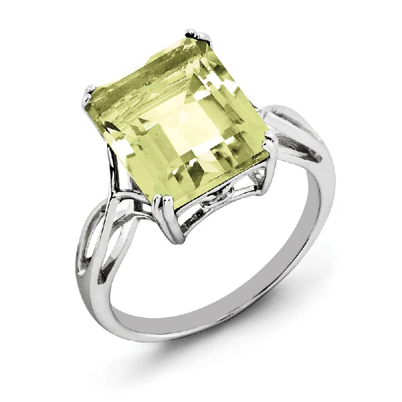 Ladies rings viral picks-Octagonal Lemon Quartz Ring in Sterling Silver