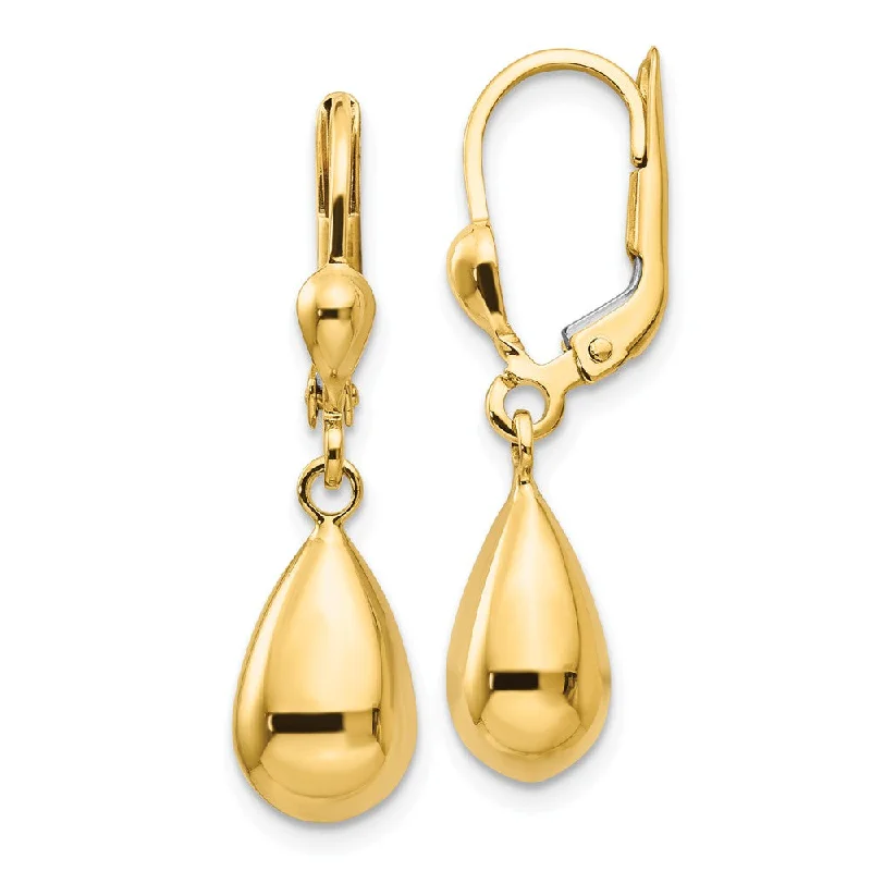 Ladies earrings star-inspired-Polished 3D Teardrop Lever Back Earrings in 14k Yellow Gold