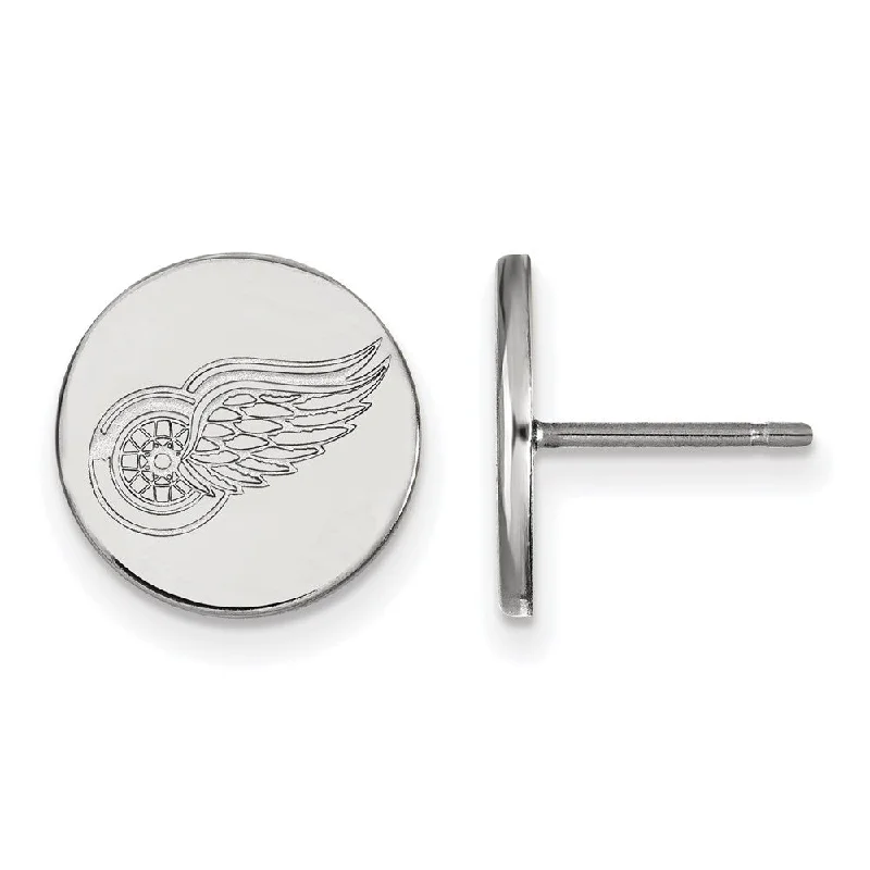 Ladies earrings shopping sites-Sterling Silver NHL Detroit Red Wings SM Disc Post Earrings