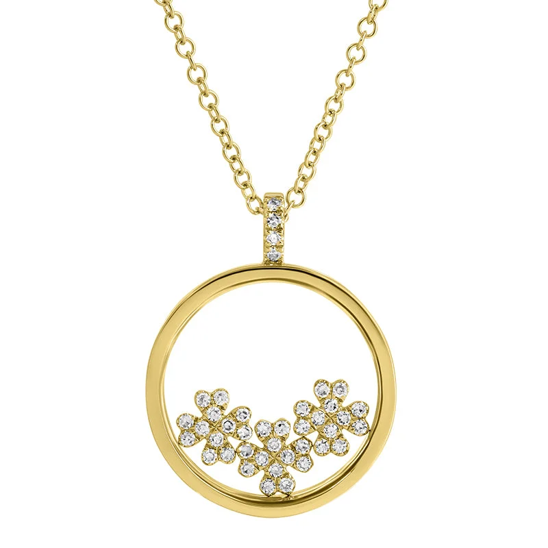 Ladies necklaces custom touches-RONA THREE FLOWER DISC  NECKLACE