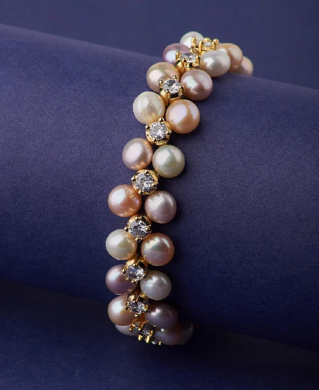 Ladies bracelets cut-out patterns-Gorgeous Rhodium Pearl Bracelet