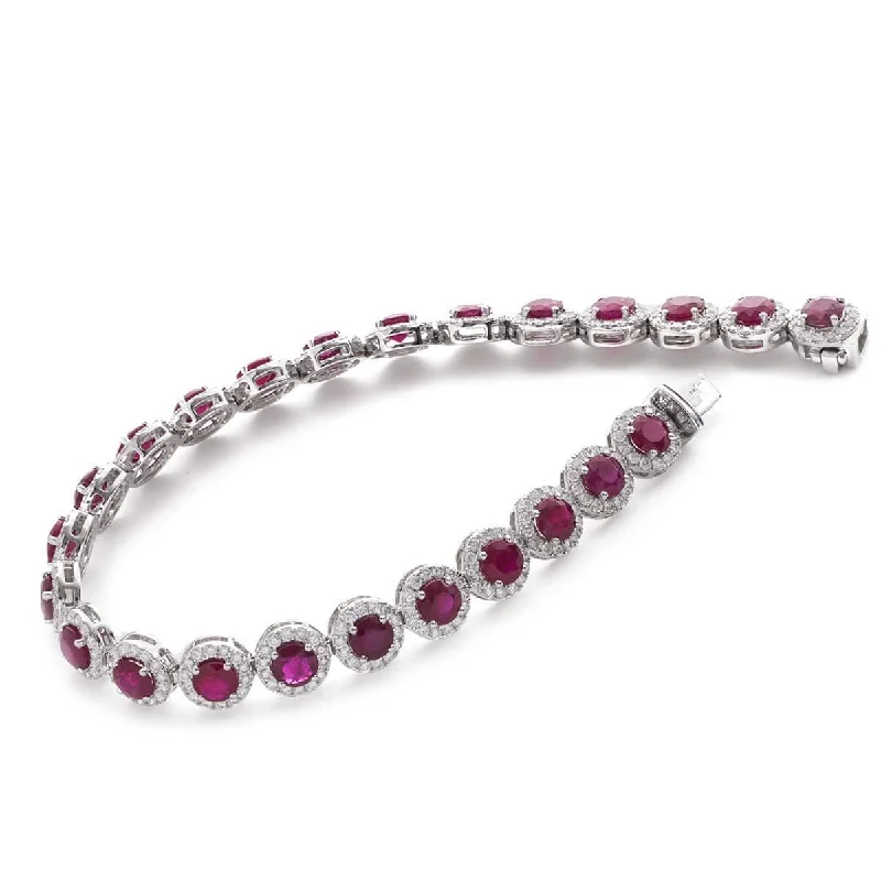 Ladies bracelets animal motifs-18ct White Gold Round Brilliant Ruby and Diamond Bracelet